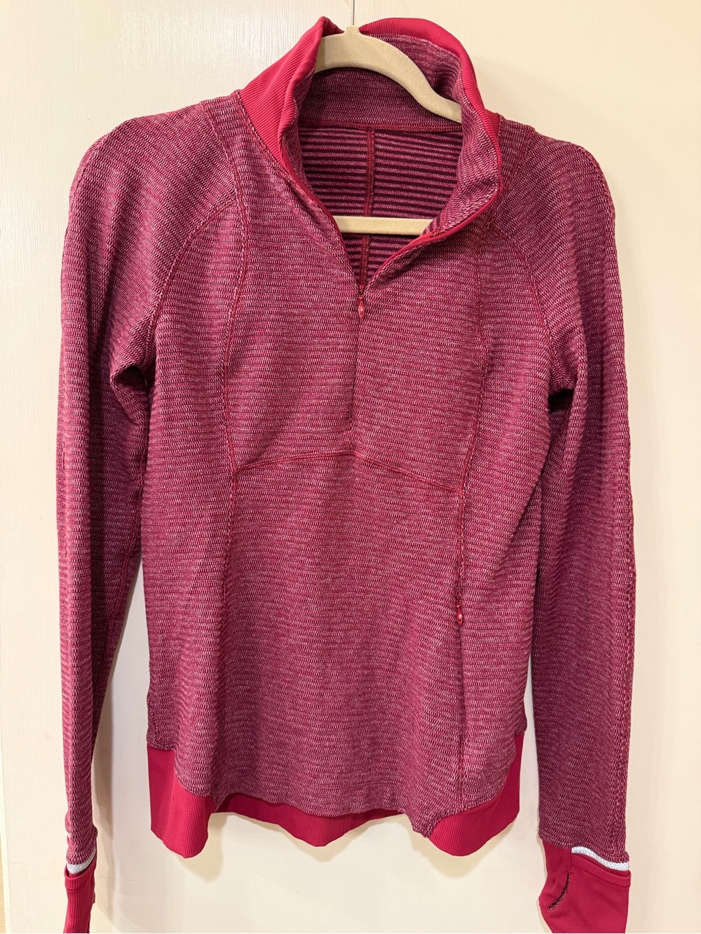 lululemon athletica Marled Raspberry Half-Zip Turtleneck Pullover